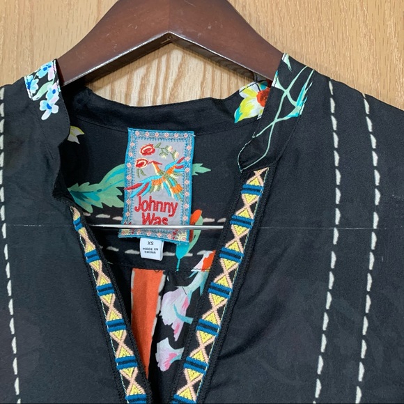 JOHNNY WAS EULIA SILK FLORAL TUNIC BLOUSE TOP - Picture 7 of 13